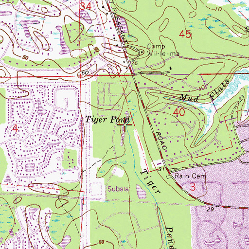 Topographic Map of Tiger Pond, FL