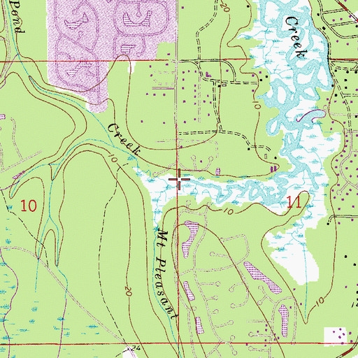 Topographic Map of Tiger Pond Creek, FL