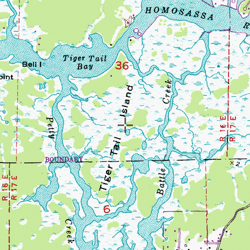 Topographic Map of Tiger Tail Island, FL