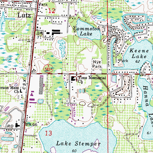 Topographic Map of Tims Memorial Church, FL