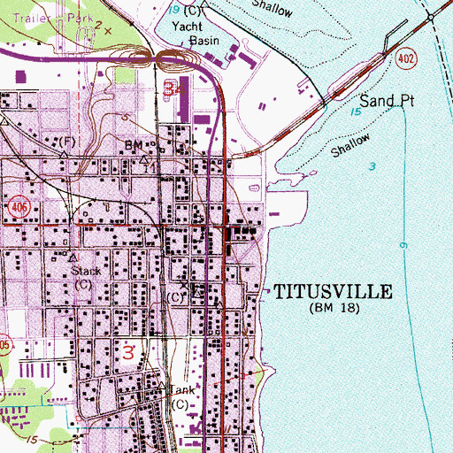 Topographic Map of Titusville, FL