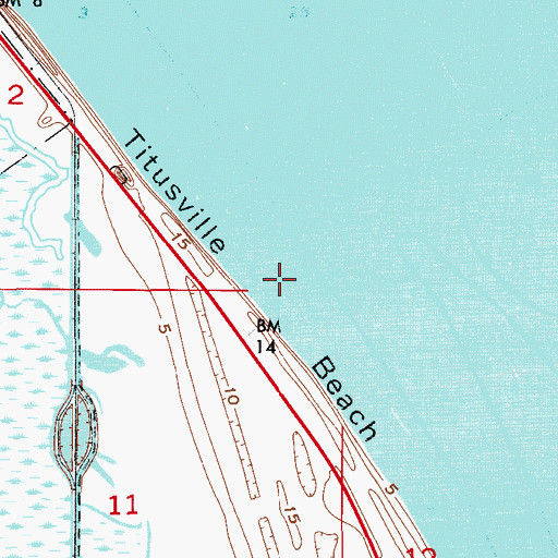 Topographic Map of Titusville Beach, FL