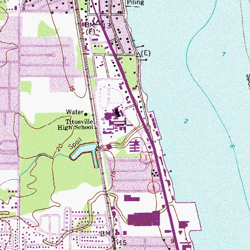 Topographic Map of Titusville High School, FL