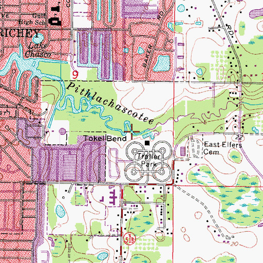 Topographic Map of Tokel Bend, FL