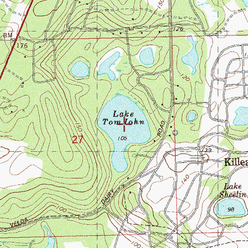 Topographic Map of Lake Tom John, FL