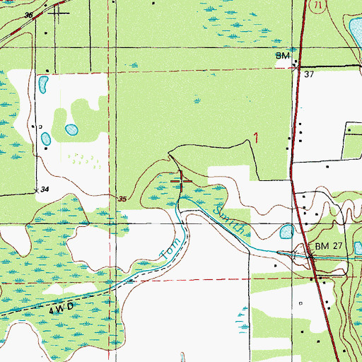 Topographic Map of Tom Smith Branch, FL