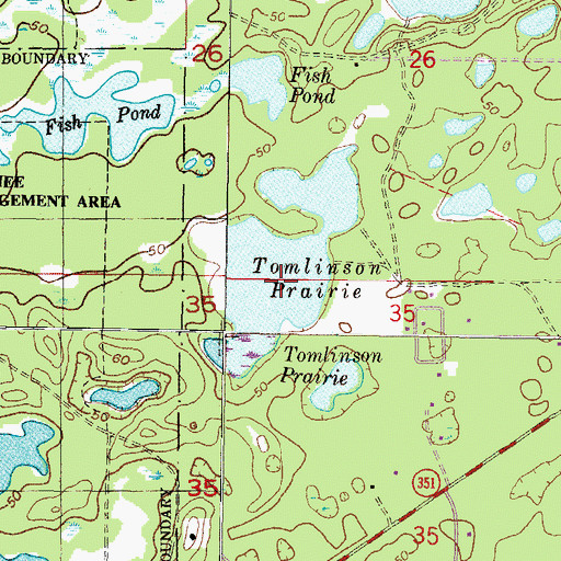 Topographic Map of Tomlinson Prairie, FL