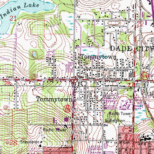 Topographic Map of Tommytown, FL