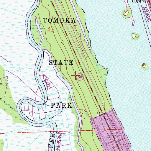 Topographic Map of Tomoka State Park, FL