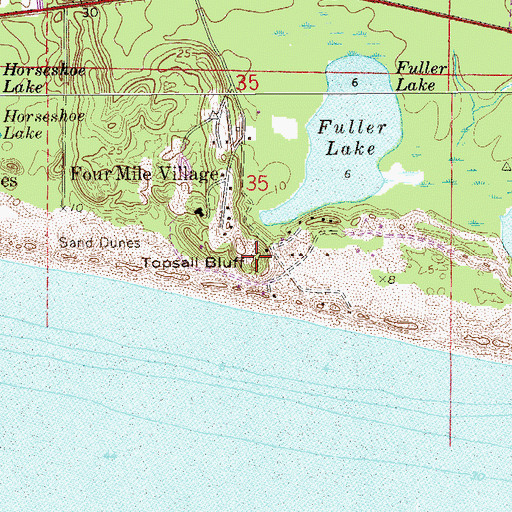 Topographic Map of Topsail Bluff, FL