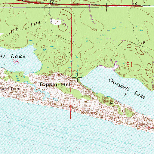 Topographic Map of Topsail Hill, FL