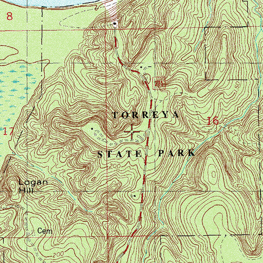 Topographic Map of Torreya State Park, FL