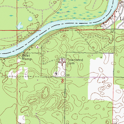 Topographic Map of Townsend Cemetery, FL