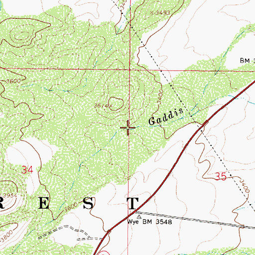 Topographic Map of Gaddis Canyon, AZ