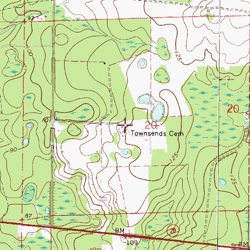 Topographic Map of Townsend Cemetery, FL