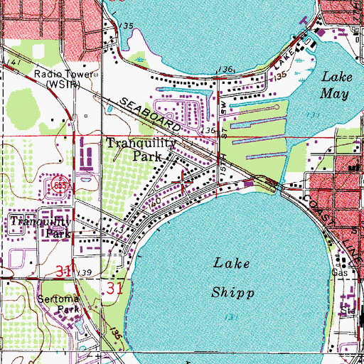 Topographic Map of Tranquility Park, FL