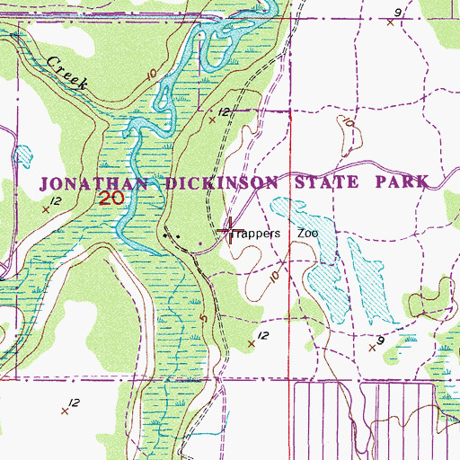 Topographic Map of Trappers Zoo, FL