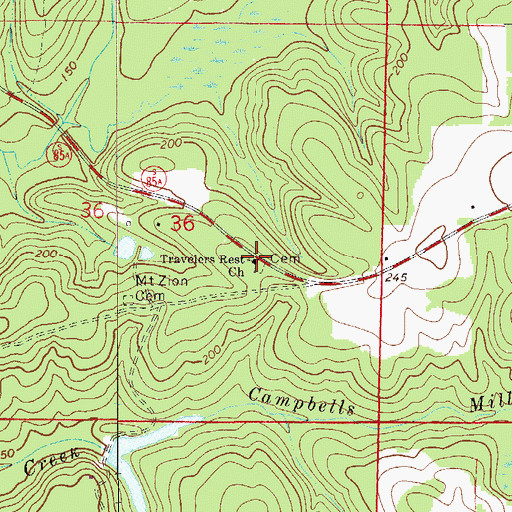 Topographic Map of Travelers Rest Church, FL