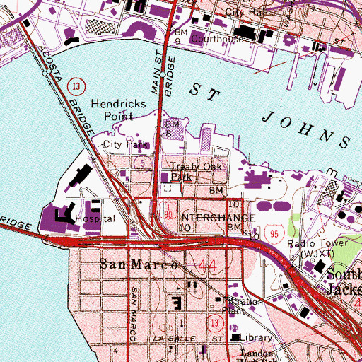Topographic Map of Treaty Oak Park, FL