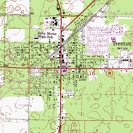 Topographic Map of Trenton, FL