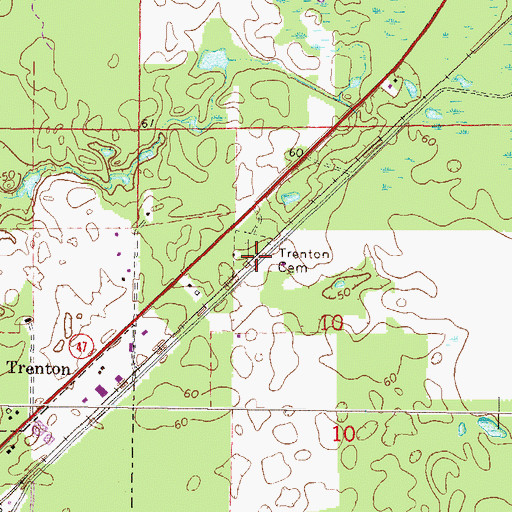 Topographic Map of Trenton Cemetery, FL