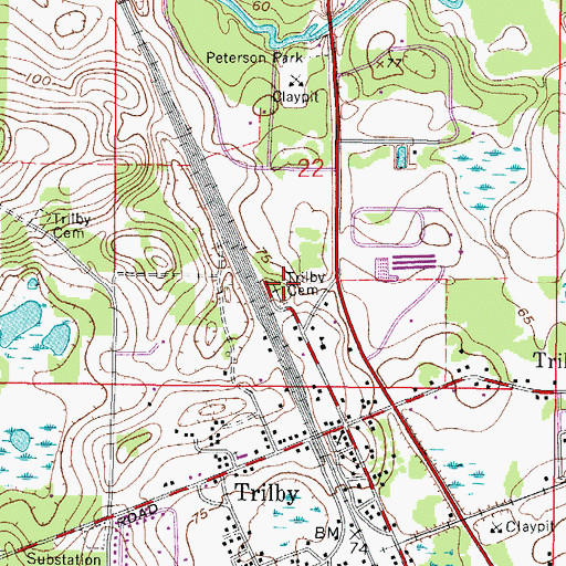 Topographic Map of Trilby Cemetery, FL