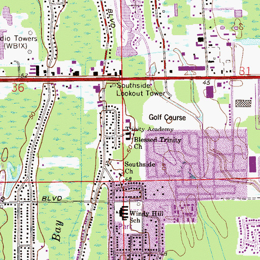 Topographic Map of Trinity Academy, FL