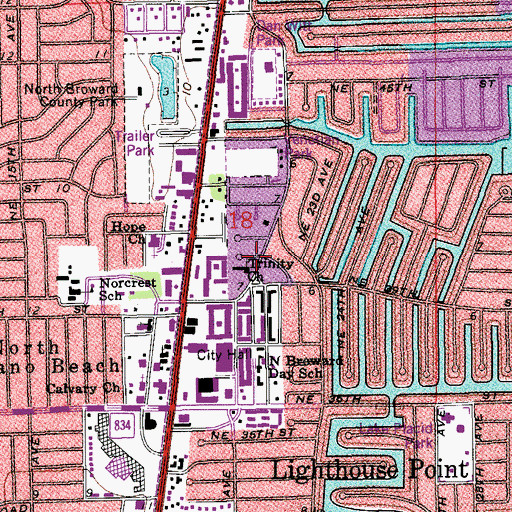 Topographic Map of Trinity Church, FL