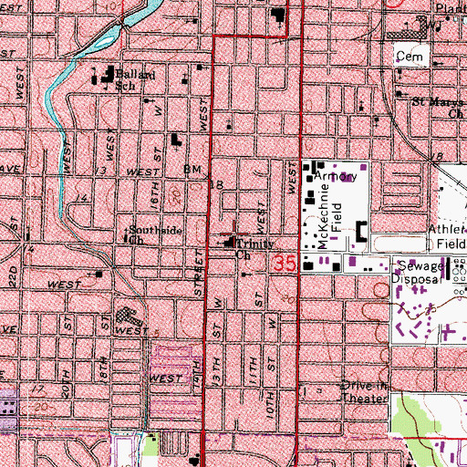 Topographic Map of Trinity Church, FL