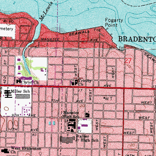 Topographic Map of Trinity Church, FL