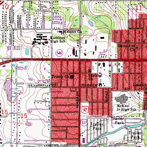 Topographic Map of Trinity Church, FL