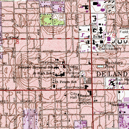 Topographic Map of Trinity Church, FL