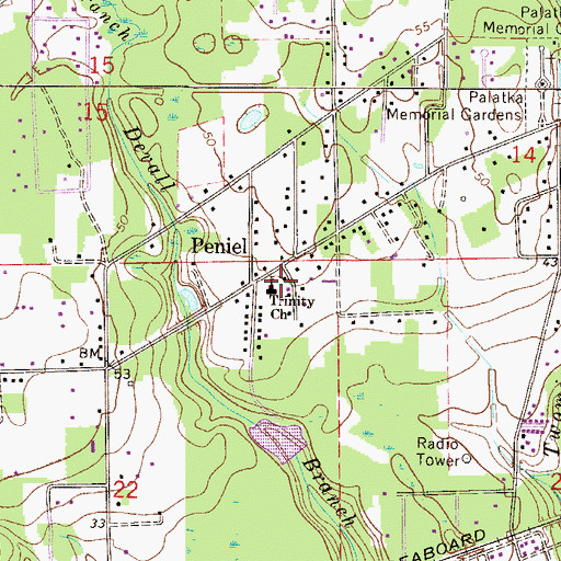 Topographic Map of Trinity Church, FL
