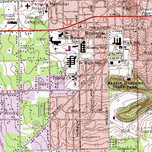 Topographic Map of Trinity United Methodist Church, FL