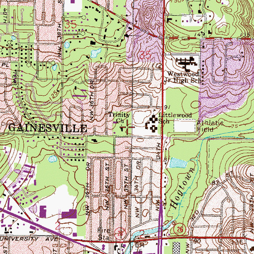 Topographic Map of Trinity Church, FL