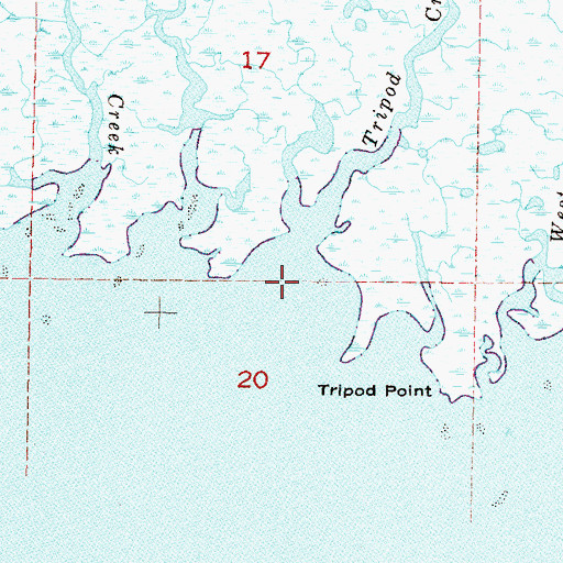 Topographic Map of Tripod Creek, FL