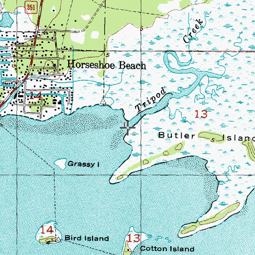 Topographic Map of Tripod Creek, FL