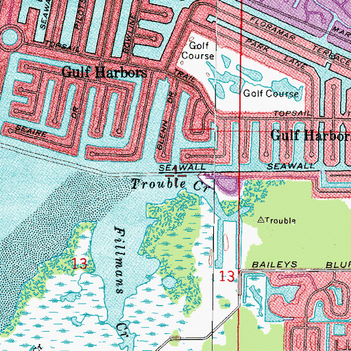 Topographic Map of Trouble Creek, FL