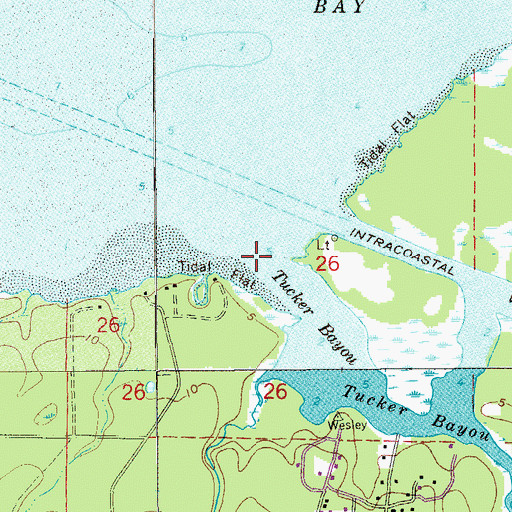 Topographic Map of Tucker Bayou, FL