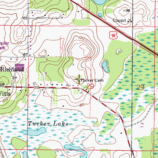 Topographic Map of Tucker Cemetery, FL