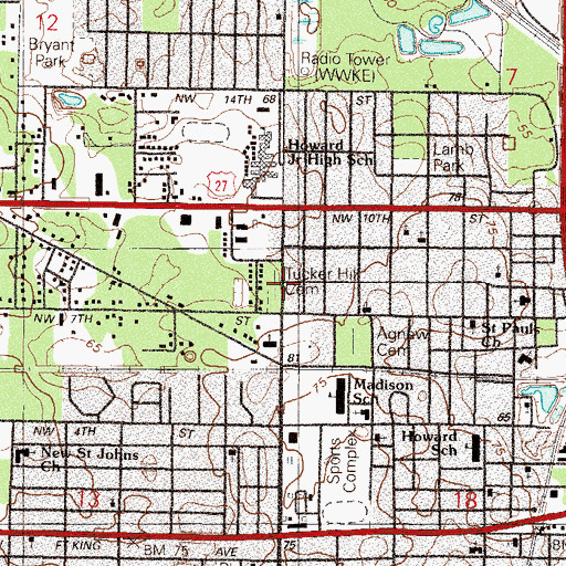 Topographic Map of Tucker Hill Cemetery, FL