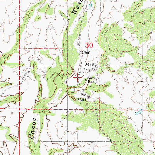 Topographic Map of Garcia Ranch, AZ
