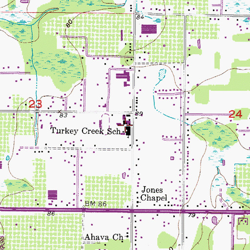 Topographic Map of Turkey Creek Middle School, FL