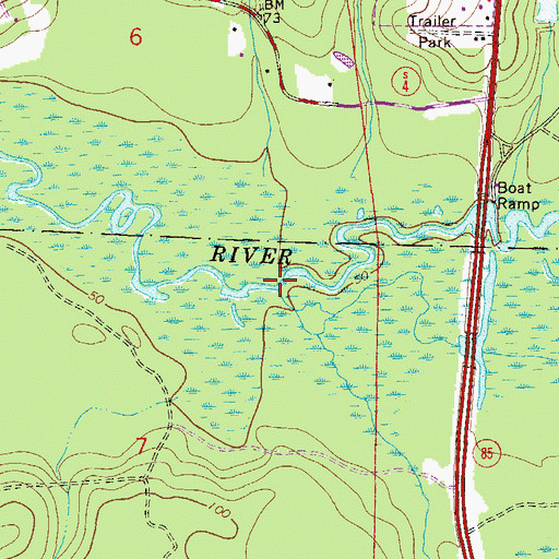 Topographic Map of Turkey Hen Creek, FL