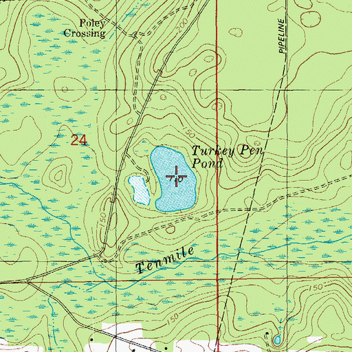 Topographic Map of Turkey Pen Pond, FL