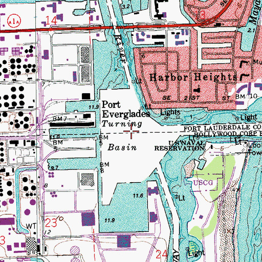 Topographic Map of Turning Basin, FL