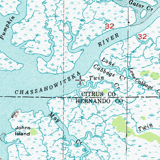 Topographic Map of Twin Creek, FL