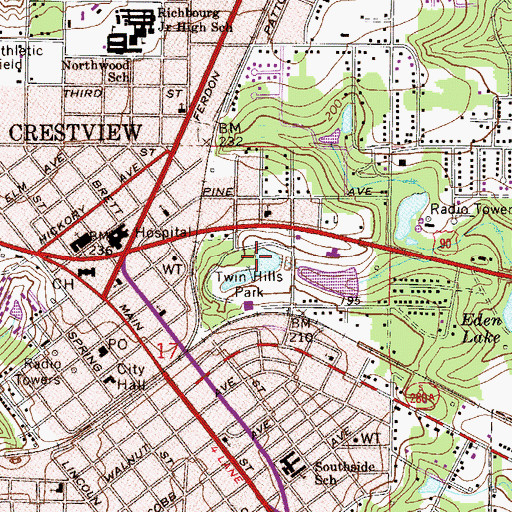 Topographic Map of Twin Hills Park, FL