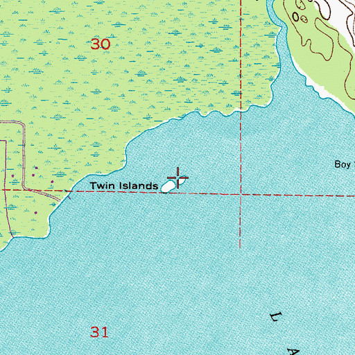 Topographic Map of Twin Islands, FL