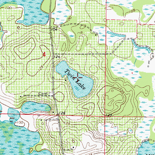 Topographic Map of Twin Lake, FL